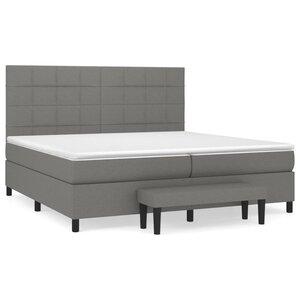 vidaXL Sommier à lattes de lit avec matelas Gris foncé 200x200cm Tissu
