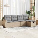 vidaXL Salon de jardin avec coussins 5 Pièces beige résine tressée