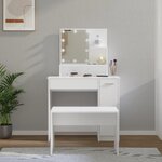 vidaXL Ensemble de coiffeuse avec LED Blanc Bois d'ingénierie