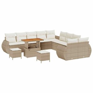 vidaXL Ensemble de canapé de jardin avec coussin 13 Pièces beige et crème
