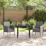 vidaXL Ensemble de salle à manger pour jardin 3 Pièces Gris Poly rotin