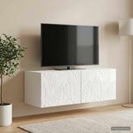 vidaXL Meuble TV mural 78 5 x 31 cm Blanc brillant Bois d'ingénierie
