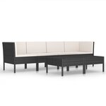 vidaXL Salon de jardin 6 Pièces avec coussins résine tressée noir