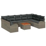 vidaXL Ensemble de canapé de jardin 10 Pièces Gris Poly rotin
