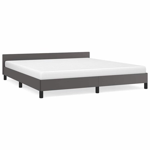 vidaXL Cadre de lit avec tête de lit sans matelas gris 180x200 cm