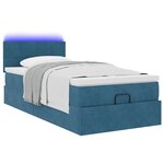 vidaXL Cadre de lit ottoman avec matelas bleu foncé 100x200 cm velours