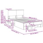 vidaXL Cadre de lit Chêne fumé 120 x 200 cm Bois d'ingénierie