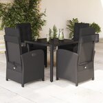 vidaXL Ensemble à manger de jardin coussins 5Pièces Noir Résine tressée