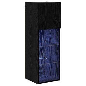vidaXL Meuble TV mural Chêne noir 30 5 x 30 x 90 cm Bois d'ingénierie