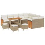 Canapés de jardin 13 pièces avec coussins Beige Rotin Poly Acacia