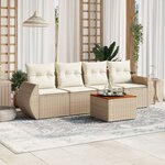 vidaXL Salon de jardin avec coussins 5 Pièces beige résine tressée