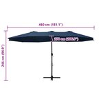 vidaXL Parasol d'extérieur et poteau en aluminium 460x270 cm Bleu