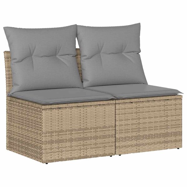 vidaXL Salon de jardin avec coussins 2 Pièces beige résine tressée acacia