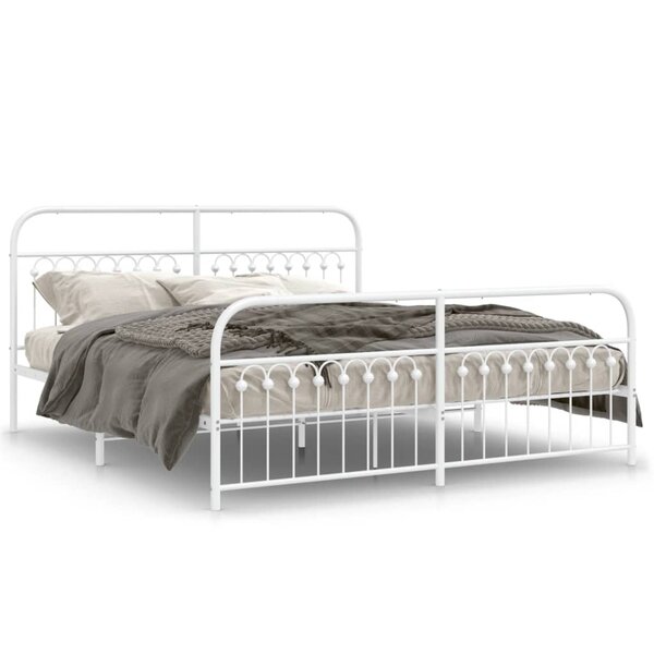 vidaXL Cadre de lit métal sans matelas et pied de lit blanc 183x213 cm