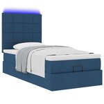 vidaXL Lit ottoman avec matelas et LED Bleu 100x200 cm Tissu