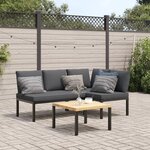 vidaXL Salon de jardin 3 Pièces avec coussins noir aluminium