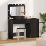 Ensemble de coiffeuse 2 pièces avec LED en bois noir