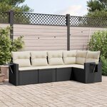 vidaXL Salon de jardin 5 Pièces avec coussins noir résine tressée