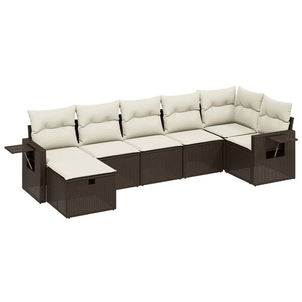 vidaXL Salon de jardin avec coussins 7 Pièces marron résine tressée