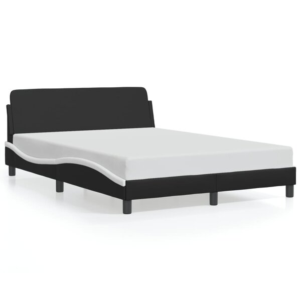vidaXL Cadre de lit Dover noir et blanc 140x200 cm similicuir