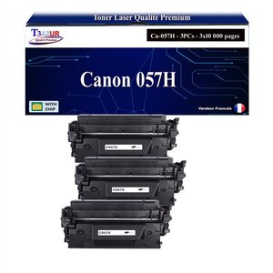 T3AZUR -3x Toners compatibles avec Canon 057H (3010C002/3010C004) pour Canon LBP223dw  LBP226dw  LBP228x  LBP233dw  LBP236dw Noir -