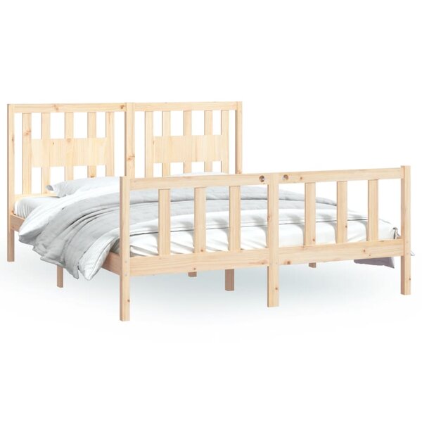 vidaXL Cadre de lit avec tête de lit bois de pin massif 160x200 cm