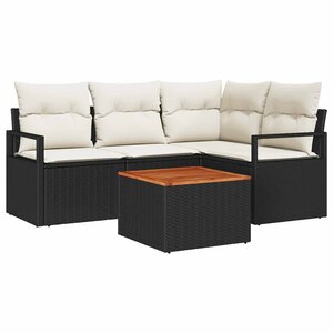 vidaXL Ensemble de canapé de jardin 5 Pièces Noir et blanc