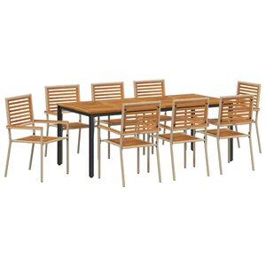 vidaXL Ensemble de salle à manger pour jardin 9 Pièces Beige