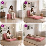 vidaXL Canapé-lit pliable 75 x 67 x 45 cm Rose