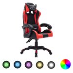 Chaise fauteuil siège pivotante de bureau informatique étude de jeux vidéo avec LED RVB et similicuir multicolore 02_0024214