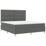 vidaXL Lit à ressorts avec matelas & LED gris foncé 180x200 cm tissu