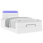 vidaXL Lit ottoman avec matelas & LED blanc pur 120x190cm similicuir
