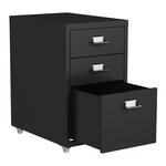 Caisson de bureau meuble de rangement pour documents dossiers fournitures de bureau à roulettes acier 48 x 28 x 41 cm noir mat 03_0006333
