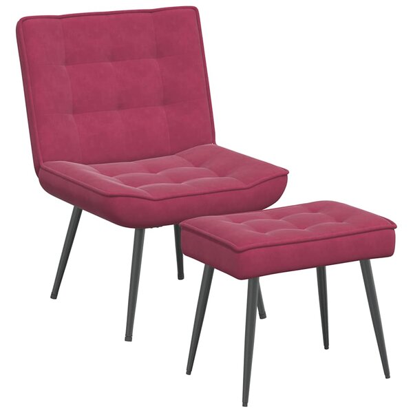 vidaXL Chaise de relaxation avec tabouret Bordeaux Velours