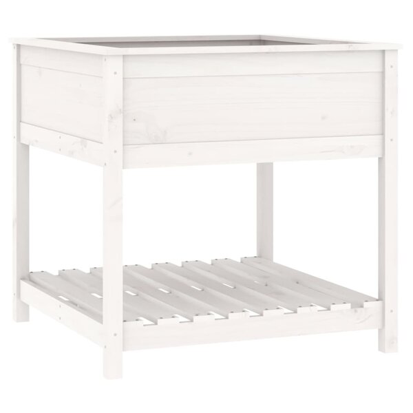 vidaXL Jardinière avec étagère Blanc 82 5x82 5x81cm Bois massif de pin