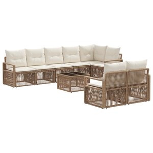 vidaXL Ensemble de canapé de jardin 9 Pièces Beige polyrotin