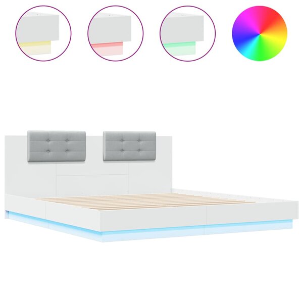 vidaXL Cadre de lit avec LED sans matelas blanc 180x200 cm
