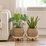 vidaXL Pot de plante avec poignées 2 pc Naturel Ø 45 x 36 cm