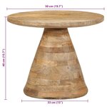 vidaXL Table d'appoint Ø50x40 cm bois de manguier massif