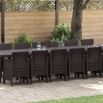 Ensemble Salle à Manger Jardin vidaXL 17 Pièces avec Coussins Marron Poly Rotin