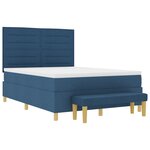 vidaXL Lit Box Spring avec Matelas & Banc Bleu 140x200 cm Tissu