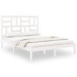 vidaXL Cadre de lit Blanc Bois massif 135x190 cm Double