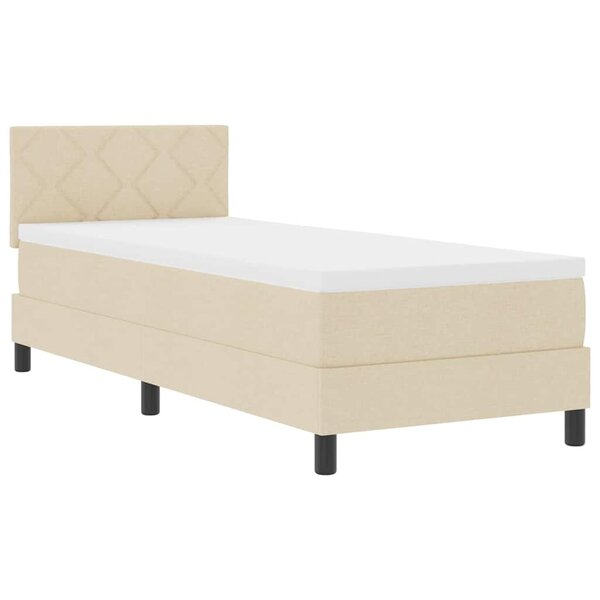 vidaXL Lit boxspring avec matelas avec matelas Crème 80 x 200 cm tissu
