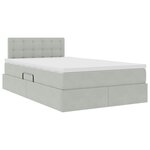 vidaXL Lit de Rangement avec matelas Gris clair 120 x 200 cm Velours