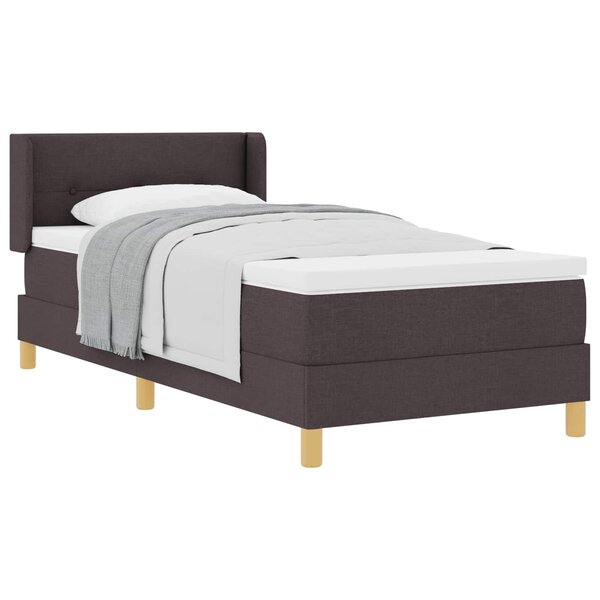 vidaXL Lit à ressorts avec matelas Marron foncé 200 x 90 cm Polyester