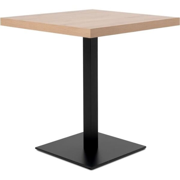 Table à manger seule QUADRATO - 4 personnes - Mélaminé chêne et noir - 70 x 75 x 70 cm