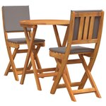 vidaXL Ensemble de bistro pliable 3 pièces avec coussins en bois d'acacia