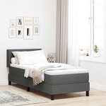 vidaXL Lit à ressorts avec matelas – gris foncé  80 x 200 cm  tissu.