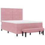vidaXL Lit Box Spring avec Matelas & Banc Rose 160x200 cm Velours