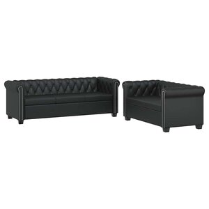 vidaXL Canapé Chesterfield à 2 places et à 3 places noir